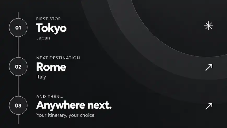 Monochrome Travel Timeline_ Tokyo to Rome